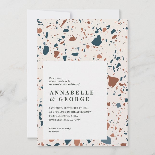 Rustic terrazzo typography modern teracotta blue (Front)