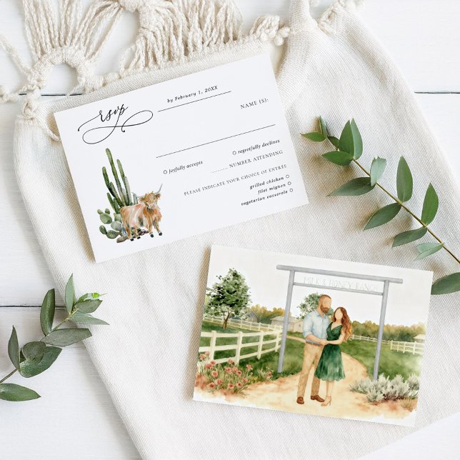 Rustic Texas Cactus & Cow Wedding RSVP (Creator Uploaded)