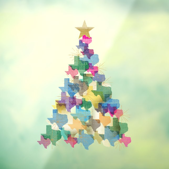 Rustic Texas Christmas Tree Window Cling (Sheet 3)