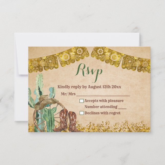 Rustic Texas Cowboy Southwestern Birthday RSVP Card (Front)