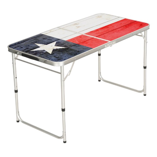 Rustic Texas Flag Beer Pong Table (Angled)