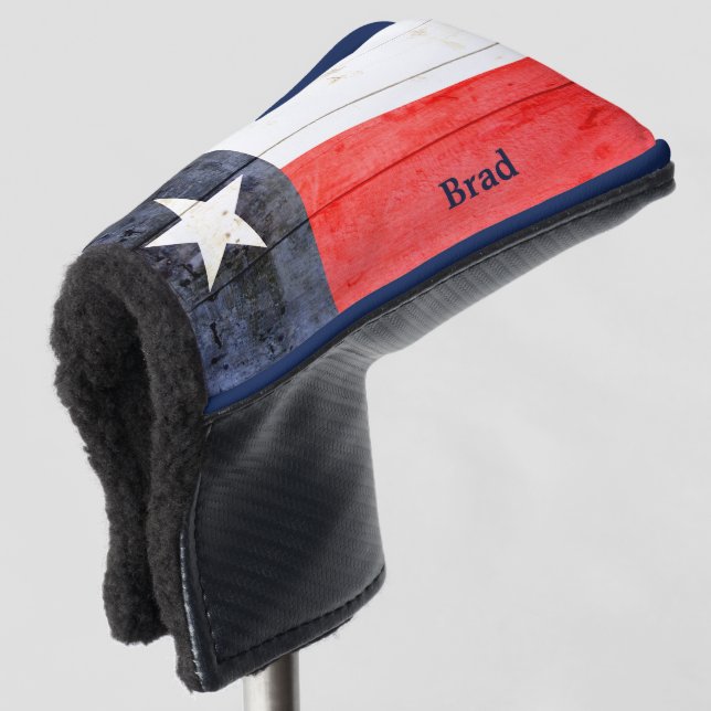 Rustic Texas Flag Personalized Golf Head Cover (3/4 Front)