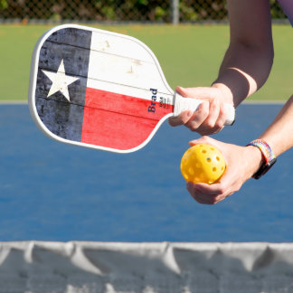 Rustic Texas Flag Personalized Pickleball Paddle