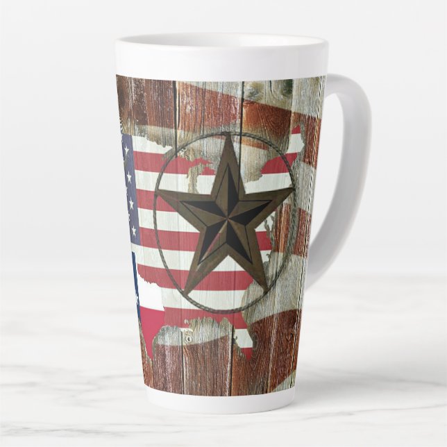 Rustic Texas Lone Star Texas Long Horn Latte Mug (Right Angle)