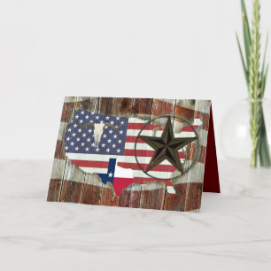 Rustic Texas Lone Star Texas Long Horn Letterpress Thank You Card