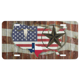 Rustic Texas Lone Star Texas Long Horn License Plate