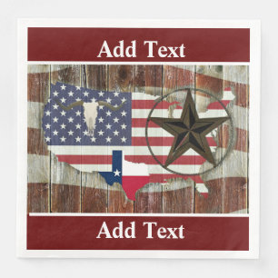 Rustic Texas Lone Star Texas Long Horn Paper Dinner Napkins
