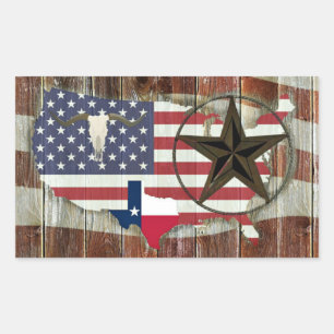 Rustic Texas Lone Star Texas Long Horn Rectangular Sticker