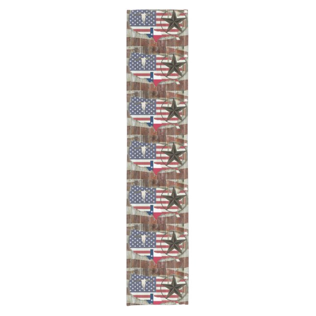 Rustic Texas Lone Star Texas Long Horn Short Table Runner (Front)