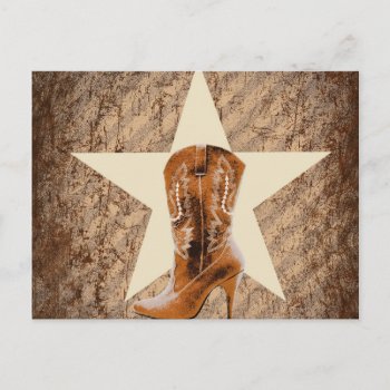 Rustic Texas Lone Star Western Country Cowgirl Postcard by cranberrysky at Zazzle