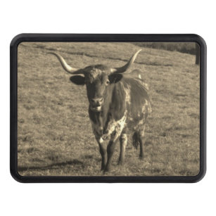 Rustic Texas Longhorn cattle ranch bull cow Tow Hitch Cover