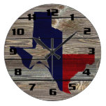 Rustic Texas on Authentic looking wood Large Clock