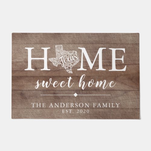 Rustic TEXAS Personalized State Doormat