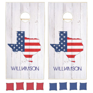 Rustic Texas Red White Blue Flag July 4th Modern Cornhole Set