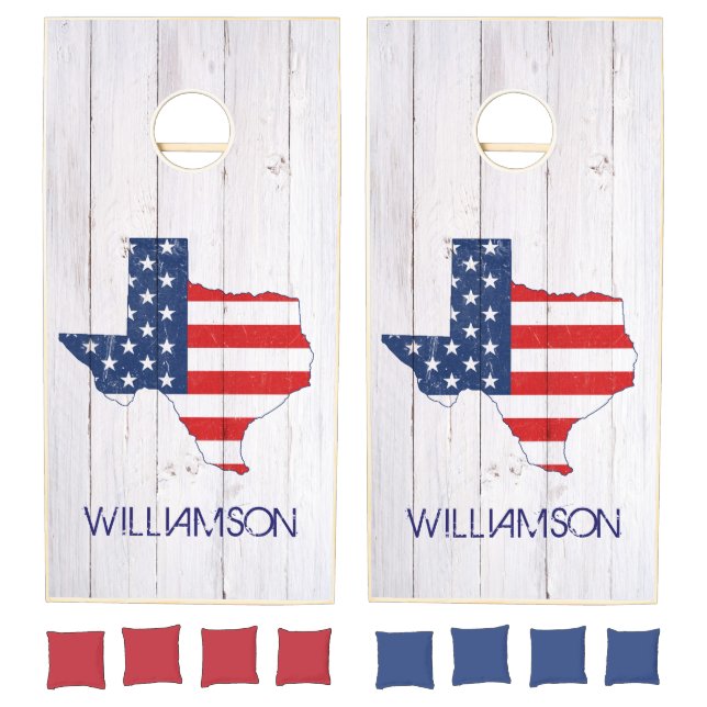 Rustic Texas Red White Blue Flag July 4th Modern Cornhole Set (Set)