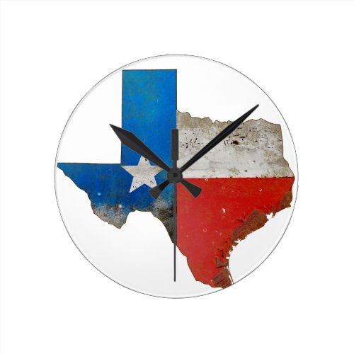 Rustic Texas Sign Round Clock