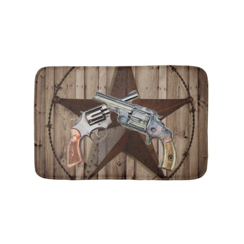 rustic texas star cowboy pistols western country bathroom mat