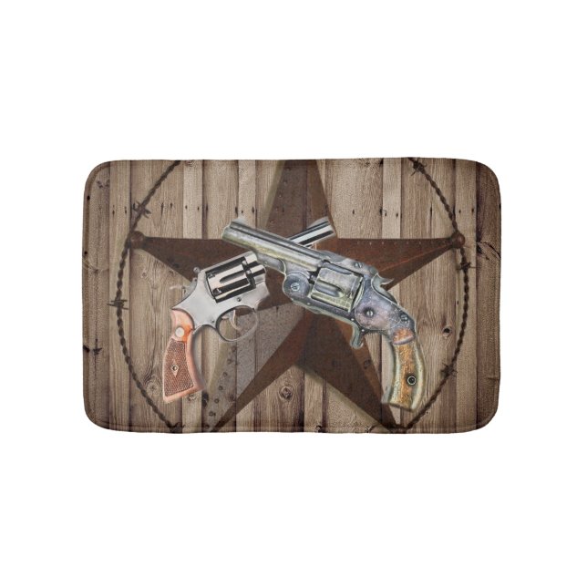 rustic texas star cowboy pistols western country bathroom mat (Front)