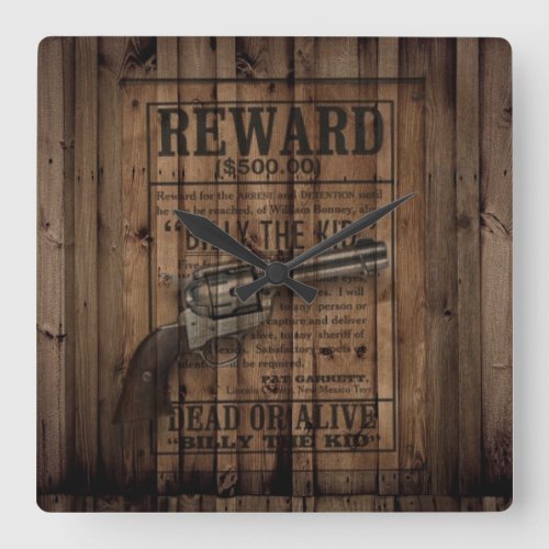 rustic texas star cowboy western country dual gun square wall clock