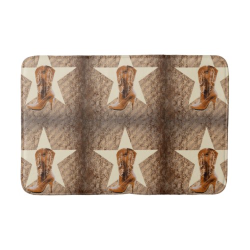 Rustic Texas Star Western Country Cowgirl Boot Bath Mat