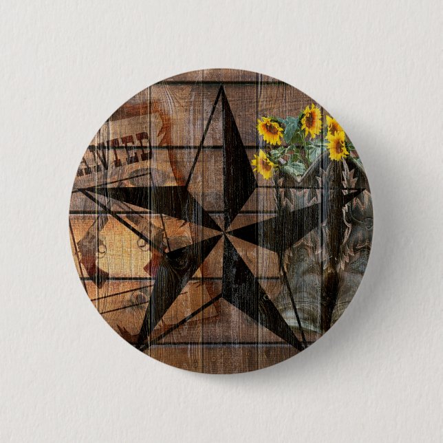 Rustic Texas Star Western Pistol Cowboy Boots Button (Front)