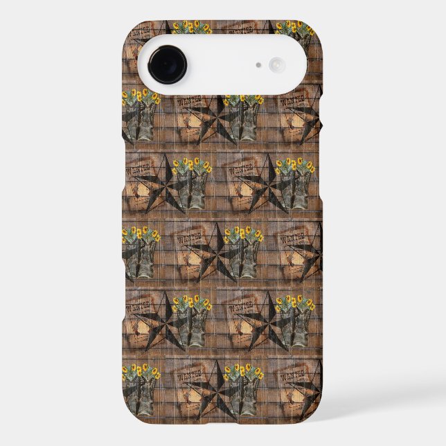 Rustic Texas Star Western Pistol Cowboy Boots Case-Mate iPhone Case (Back)