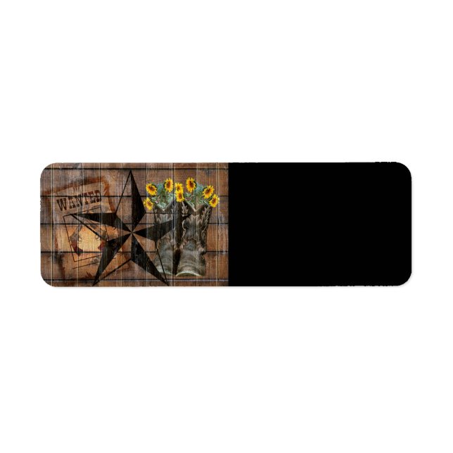 Rustic Texas Star Western Pistol Cowboy Boots Label (Front)