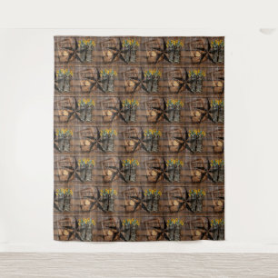 Rustic Texas Star Western Pistol Cowboy Boots Tapestry