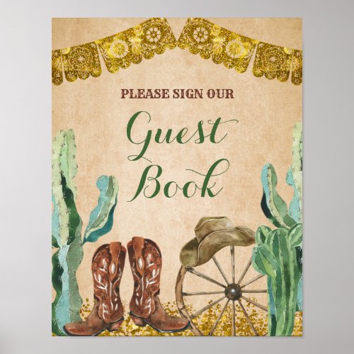 Rustic Texas Western Cowboy Birthday Guest Book