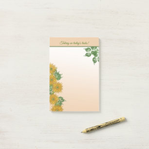 Rustic Texture Golden Flowers and Leaves Artwork Post-it Notes
