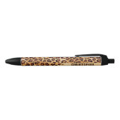 Rustic Texture Leopard Print Add Name Black Ink Pen (Top)