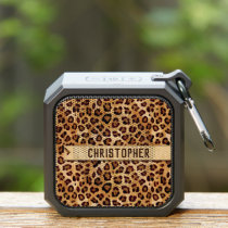 Rustic Texture Leopard Print Add Name Bluetooth Speaker