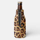 Rustic Texture Leopard Print Add Name Bottle Cooler (Bottle Back)