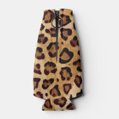 Rustic Texture Leopard Print Add Name Bottle Cooler (Back)