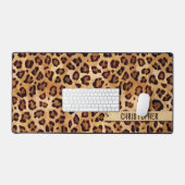 Rustic Texture Leopard Print Add Name Desk Mat (Keyboard & Mouse)