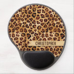 Rustic Texture Leopard Print Add Name Gel Mouse Pad<br><div class="desc">Modern Leopard print skin in earth tones with a rustic texture. A unisex stylish animal print fashion design that's always in style. Ready to be personalized with your name on a banner. Click to customize further if you want to change the font color, size, and style. The banner is also...</div>
