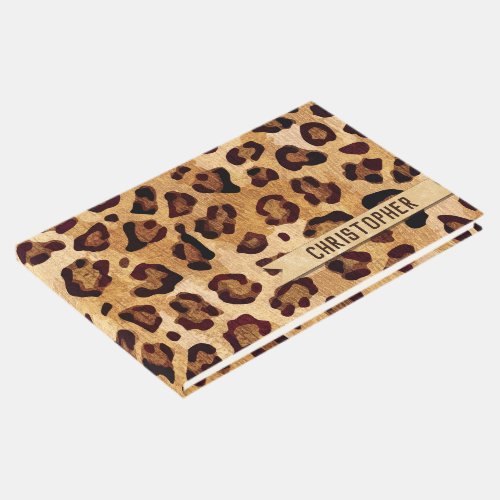Rustic Texture Leopard Print Add Name Guest Book
