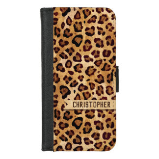 Rustic Texture Leopard Print Add Name iPhone 8/7 Wallet Case