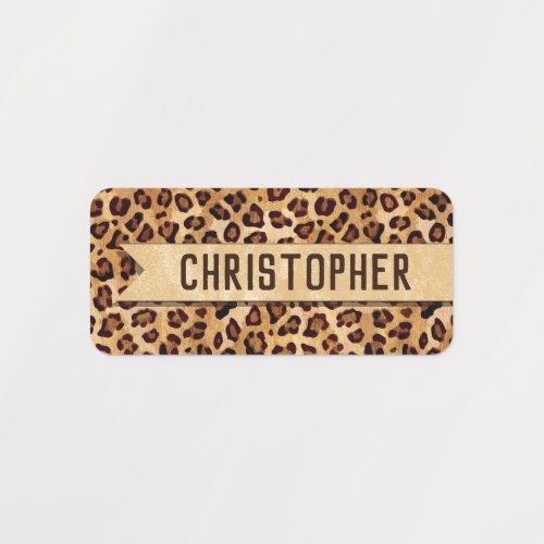 Rustic Texture Leopard Print Add Name Labels