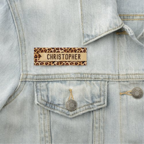 Rustic Texture Leopard Print Add Name Name Tag