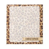 Rustic Texture Leopard Print Add Name Notepad (Front)