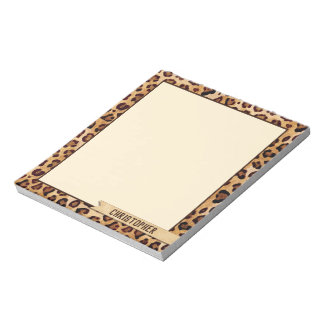 Rustic Texture Leopard Print Add Name Notepad