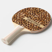 Rustic Texture Leopard Print Add Name Ping Pong Paddle (Front Angle)