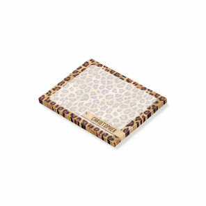 Rustic Texture Leopard Print Add Name Post-it Notes