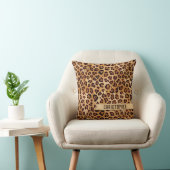 Rustic Texture Leopard Print Add Name Throw Pillow (Chair)