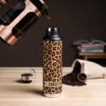 Rustic Texture Leopard Print Add Name Water Bottle