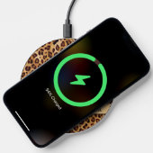 Rustic Texture Leopard Print Add Name Wireless Charger (Phone)