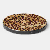 Rustic Texture Leopard Print Add Name Wireless Charger (Front 2)
