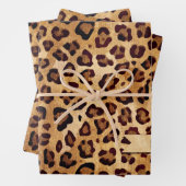 Rustic Texture Leopard Print Add Name Wrapping Paper Sheets (In situ)