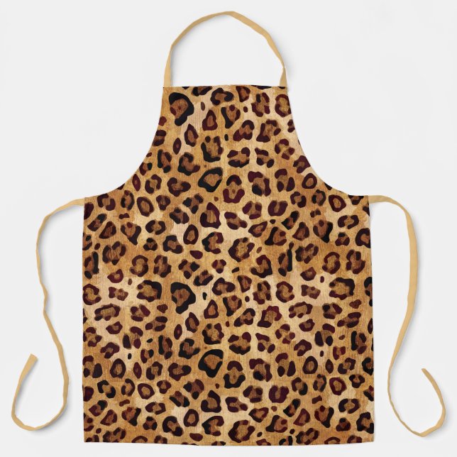 Rustic Texture Leopard Print Apron (Front)
